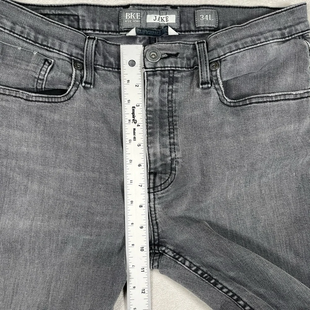 BKE Jake Jeans Mens 34x33 Straight Denim Gray Denim Stretch Medium Wash